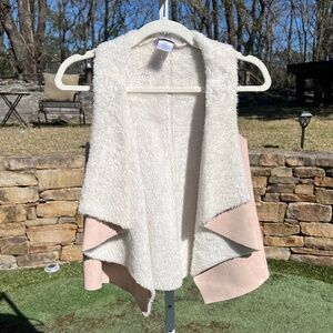 Chasing Fireflies Pink Faux Suede and Cream Faux Fur Vest